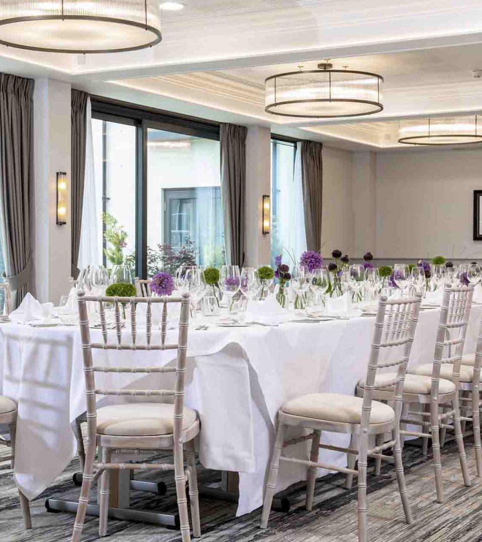 large table set for dinner