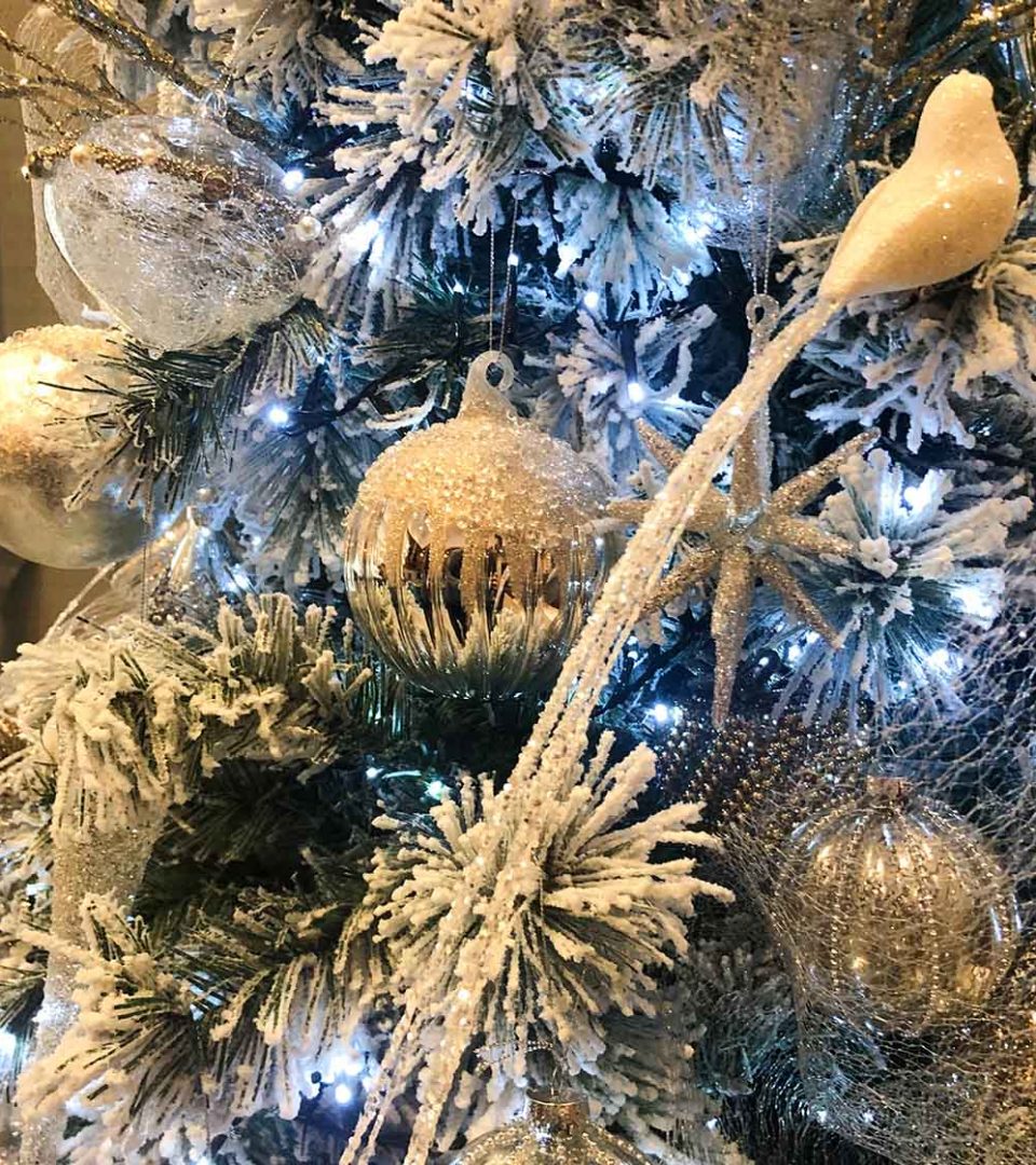 White christmas Tree with silver baubles