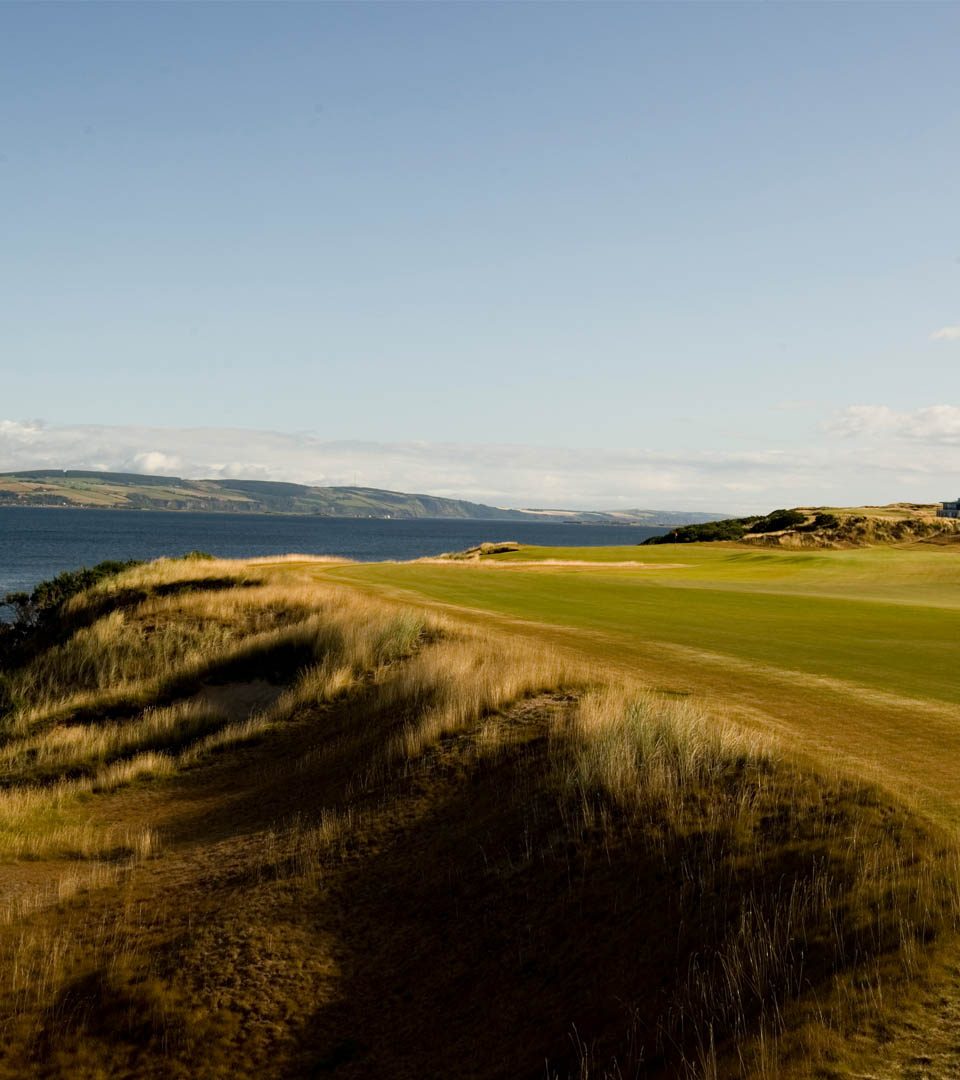 Castle Stuart golf course with seas in background