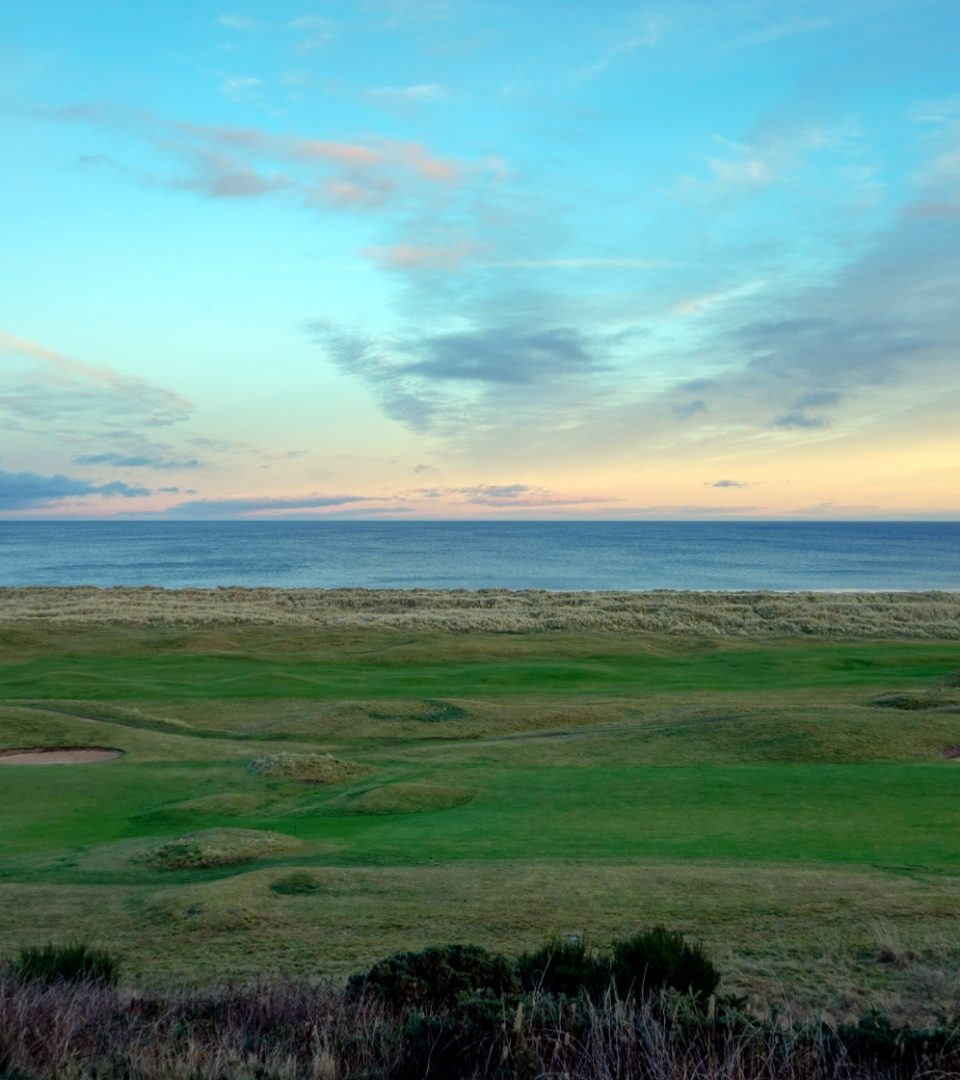 Golf course overlooking beach at Royal Dornoch