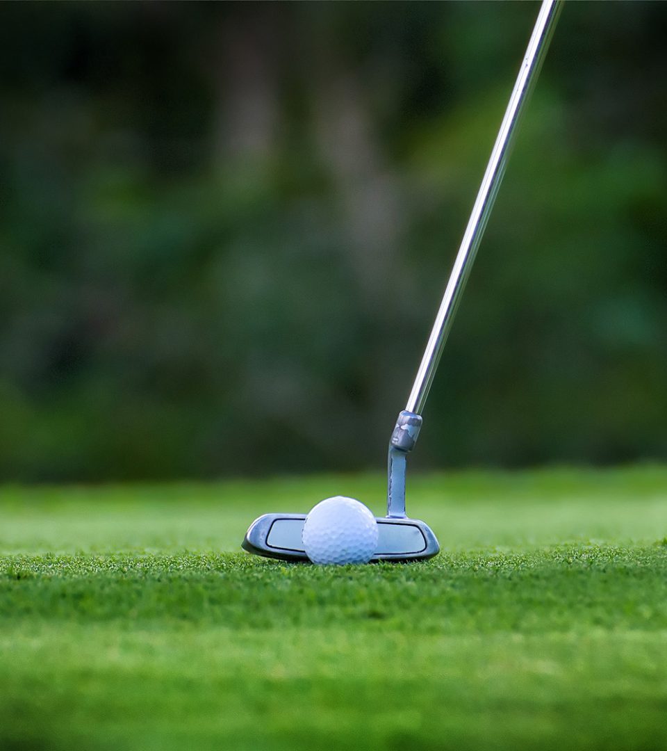 Close up of club and golf ball, playing golf in Scotland