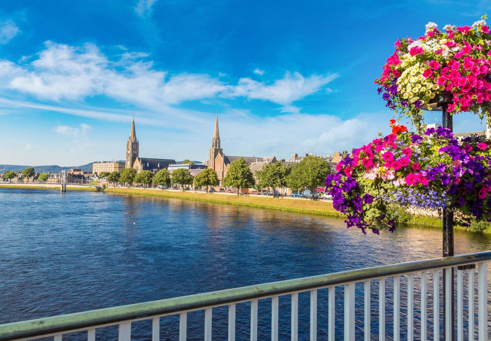 Spring flowers in Inverness city centre