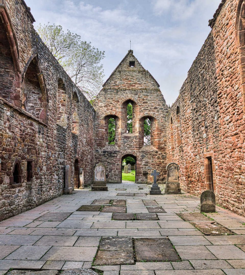 Inside the ruins of Beauly Priory, Scottish Highlands