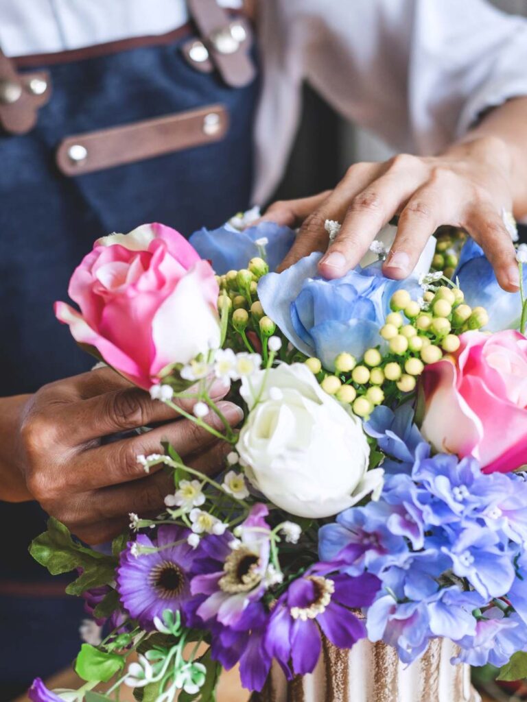 Mother's Day Spring Flower Arranging Stock Photo