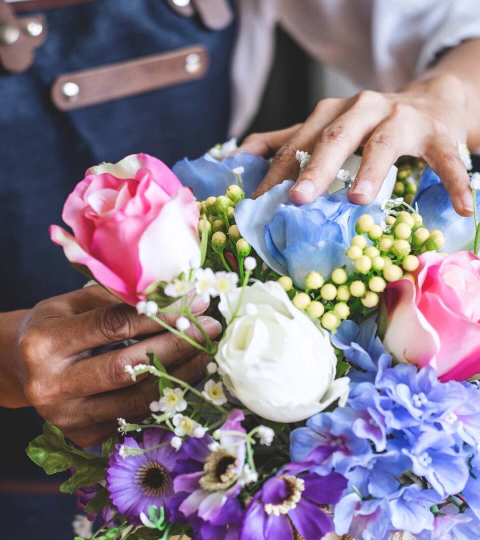 Spring Flower Arranging Stock Photo