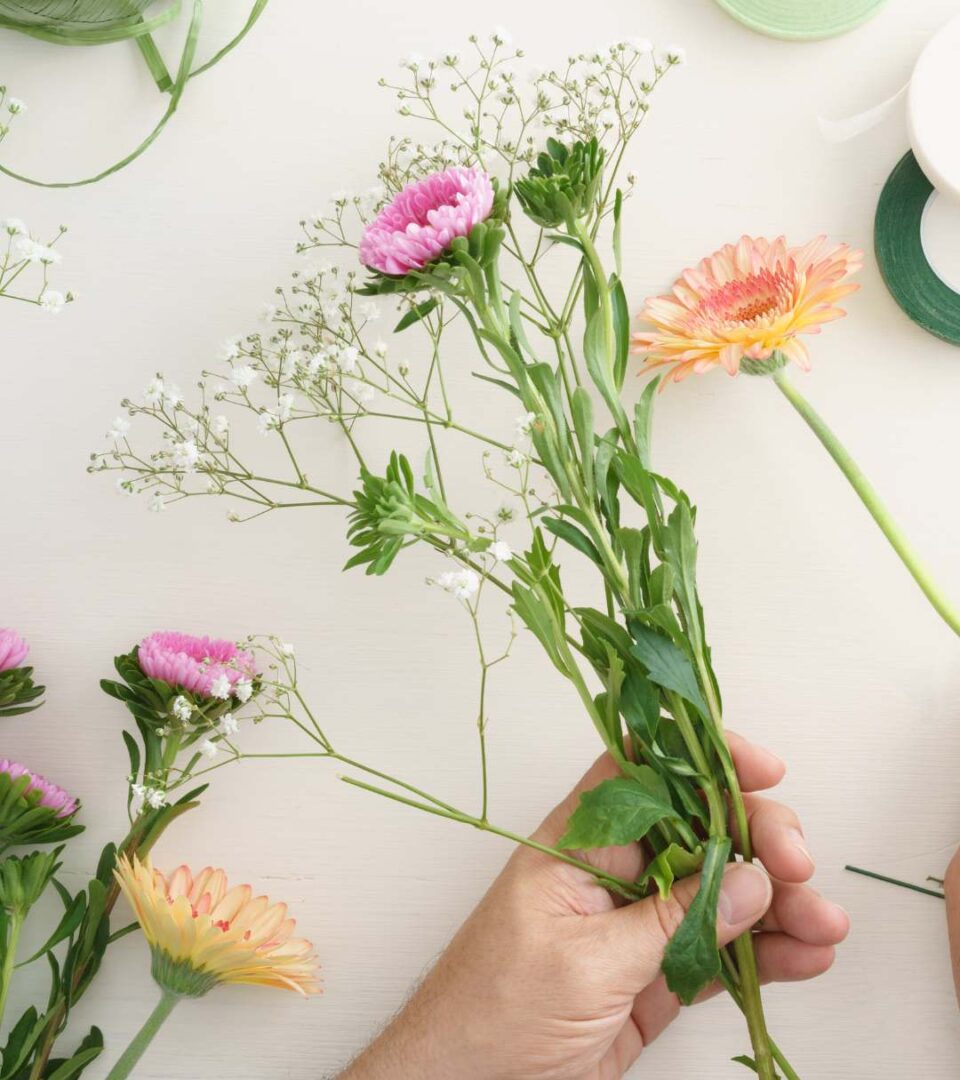 Spring Flower Arranging Stock Photo