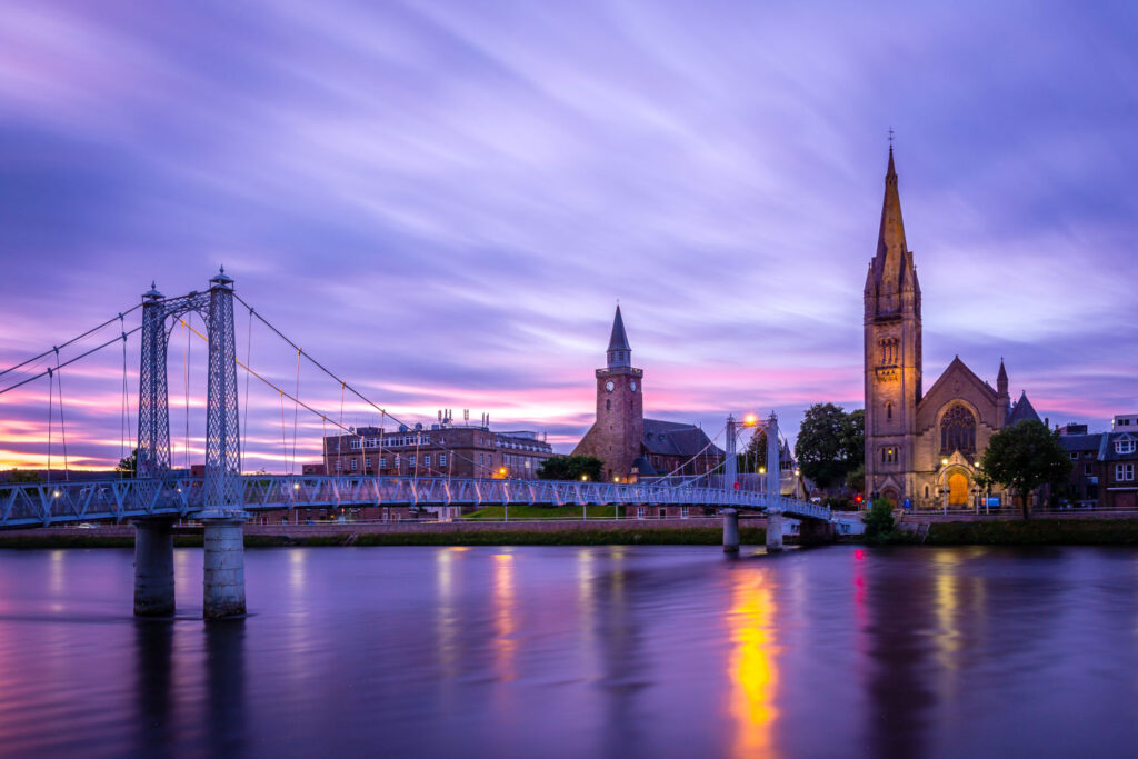 River Ness in Inverness at sunset